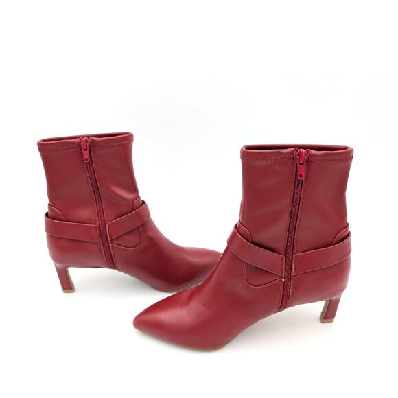 DV Dolce Vita Gavani Ankle Heel Boots Side Zip Women's Red Size US7 EU38 - Picture 5 of 16